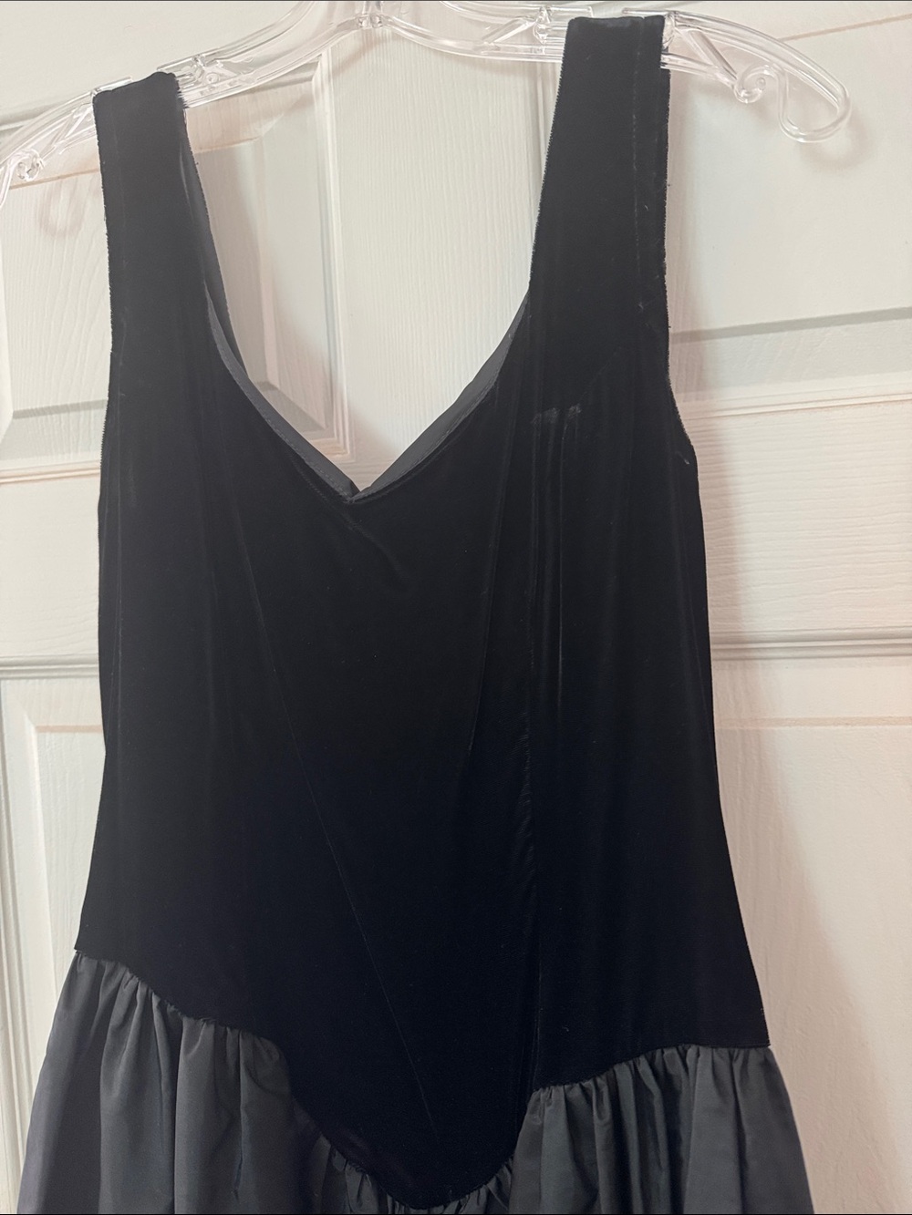 VINTAGE Velvet and Taffeta Black Sleeveless V-Neck Maxi Dress - Classic Evening - Picture 4 of 5